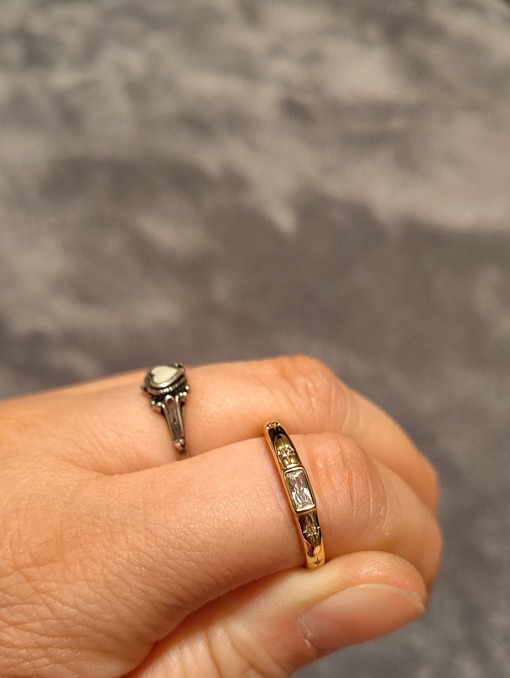 Gold Women's Band Ring with Clear Crystal Accents
